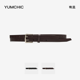 YUMCHIC/有且嬉皮士双层腰带双针造型设计感双排扣分体式皮带