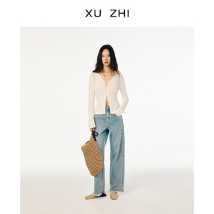 XUZHI 25春夏系列新品 丝棉珠片纱针织开衫