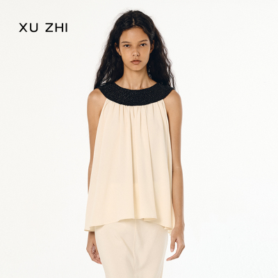XUZHI春系列珠绣A字下摆上衣