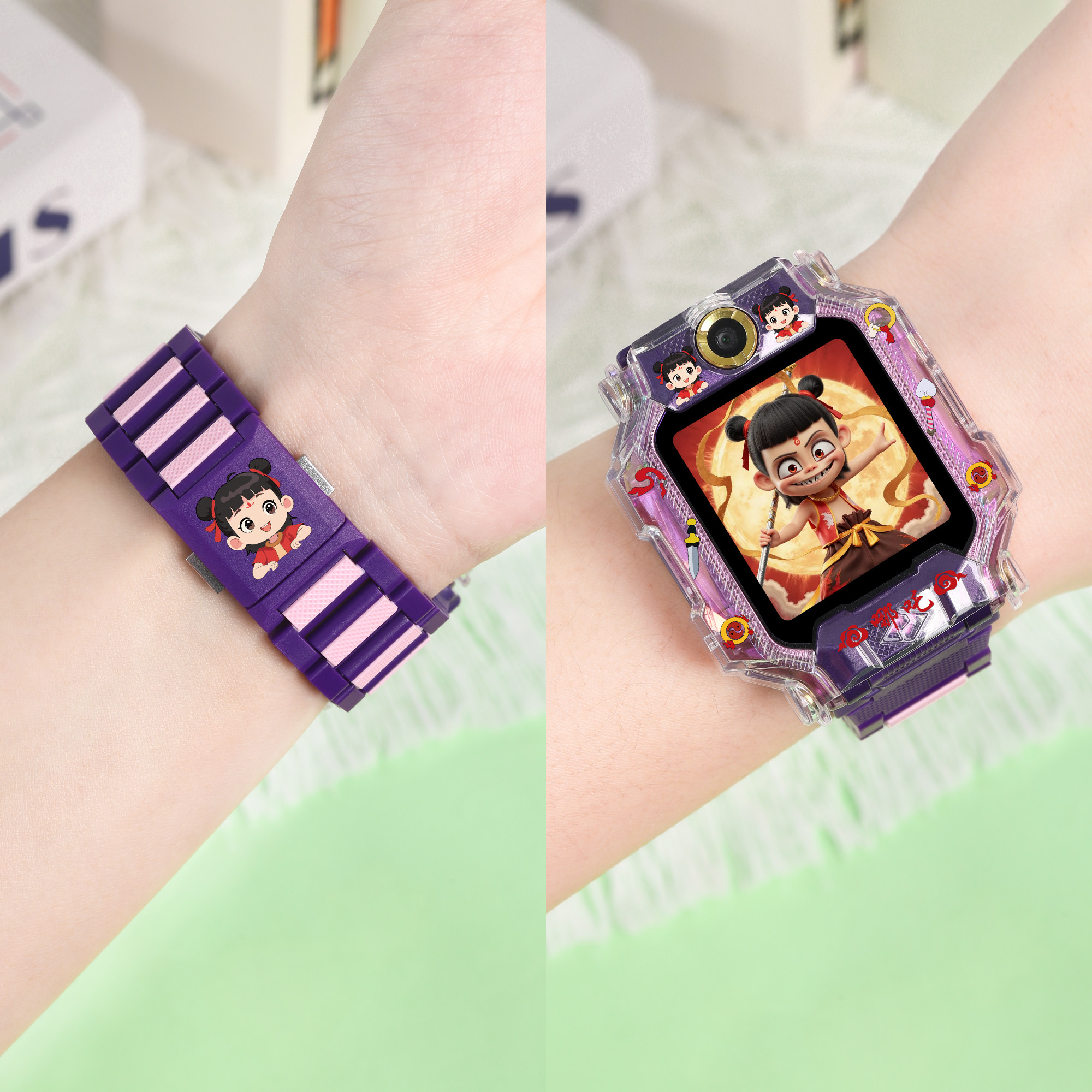 适用小天才电话手表z9磁吸表带z8少年版/z10/d1/d2/q1s哪吒敖丙卡通闪扣表带z1/z3d/z7s/z6pro保护壳工具配件