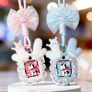 【珍珠小鹿挂绳】适用小天才电话手表z10表带z11/z9/z8a防丢挂脖套q1s/z6pro/z2/q3/q1a毛绒保护壳u3贴膜配件