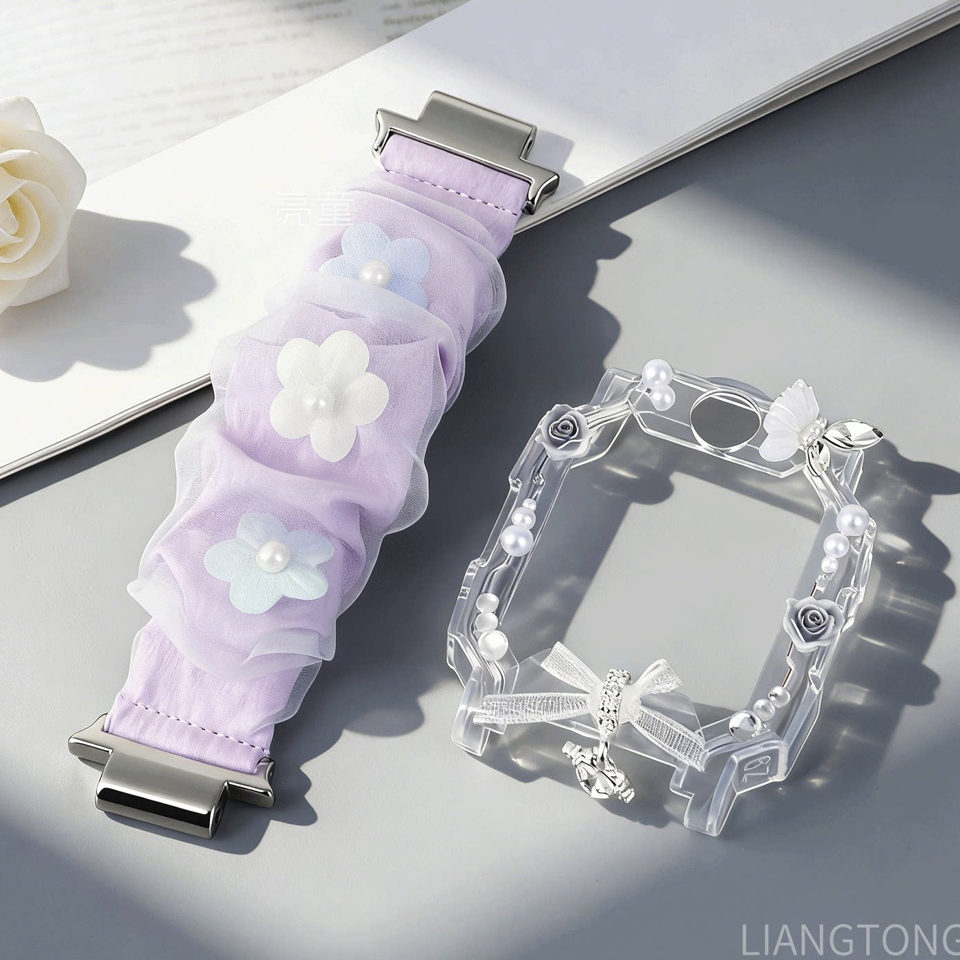 【柔雾花语腕带】适用小天才电话手表z9表带z10/z11/z8a少年版/q1a亲肤弹力z7s/z6pro/q1/z1/u5/d5高级替换带