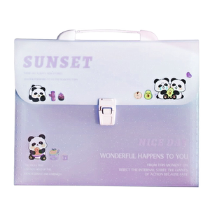 Missart 腊肠狗L型三层科目分类袋小学生学科收纳文件袋书本作业手提袋拎书拉链式补习袋大容量透明试卷袋子