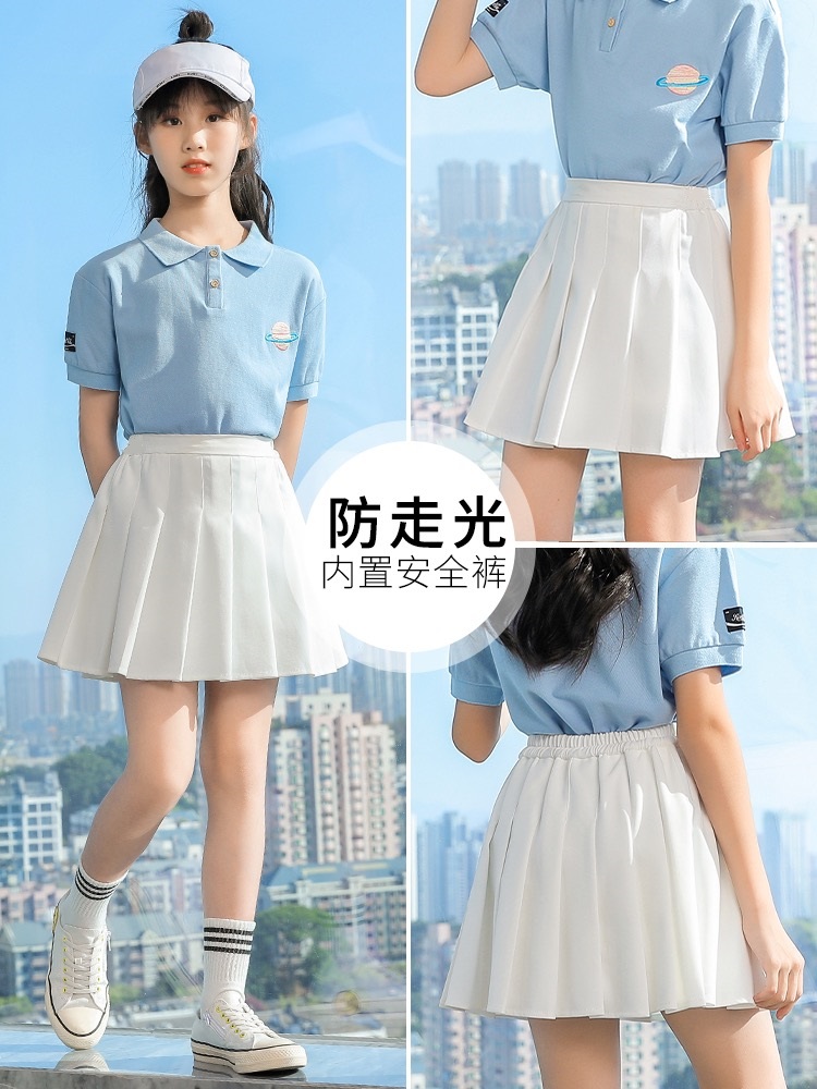 女童运动裙裤套装夏季半身裙中大童儿童裙子小女孩跑步网球裙