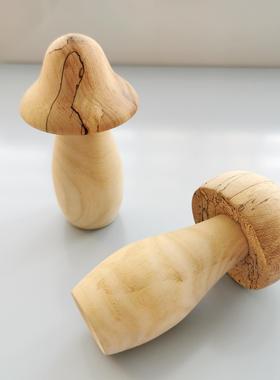 手工实木小蘑菇牙签筒桌面装饰摆件创意个性牙签盒子餐厅客厅家用