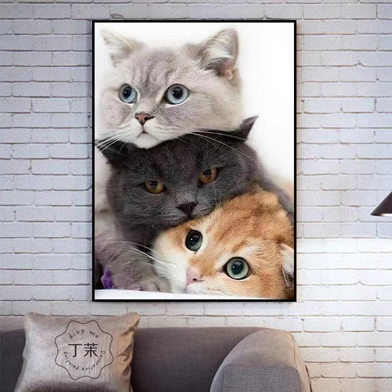 私人定制萌宠猫咪节日礼物装饰画书房客厅卧室玄关墙壁挂画摆饰画图片
