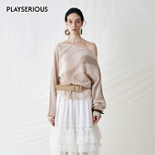 SONATA 2025秋季 新款 CELLO 原创波纹斜肩蝙蝠袖 上衣女慵懒风上衣