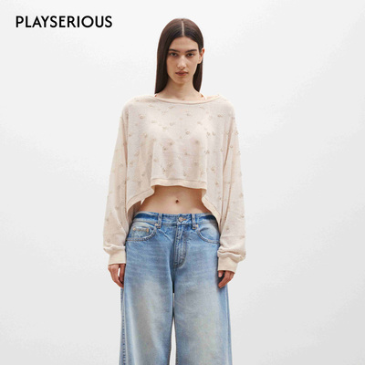 Medium Well 2026春夏新款订珠露背短款卫衣女休闲风设计感上衣