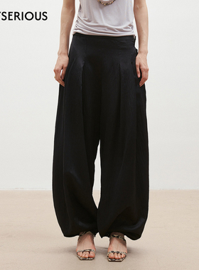 Medium Well 2026春夏新款肌理花苞裤女休闲宽松长裤黑色休闲裤