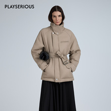 【孙晓敏博主同款】YFLYIFULU 2025秋冬新款卵石灰立领鹅绒外套女