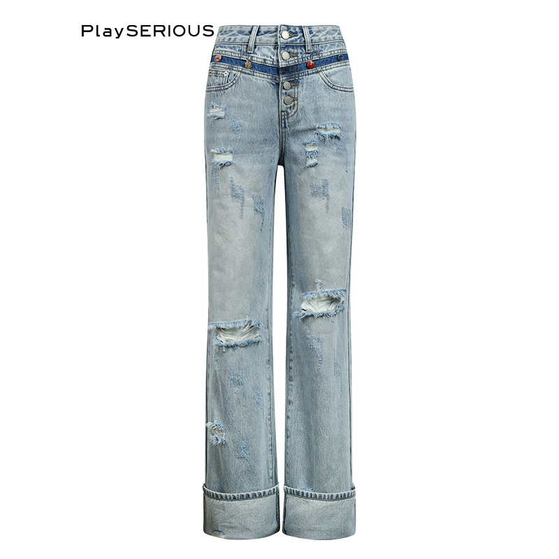 ValeriaObbaco翻边牛仔裤