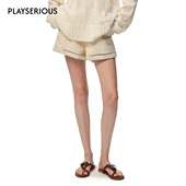 ENRO 2026春夏新款 波西米亚串珠镂空短裤 SHRO 女时尚 休闲百搭上衣