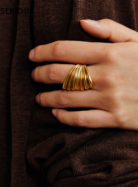 MONSECRET 2026春季新款棕榈叶戒指扇形简约气质首饰设计感指环