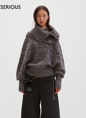 MEDIUM WELL 2025秋季新款彩点绞花羊毛蝙蝠袖毛衣女休闲百搭上衣