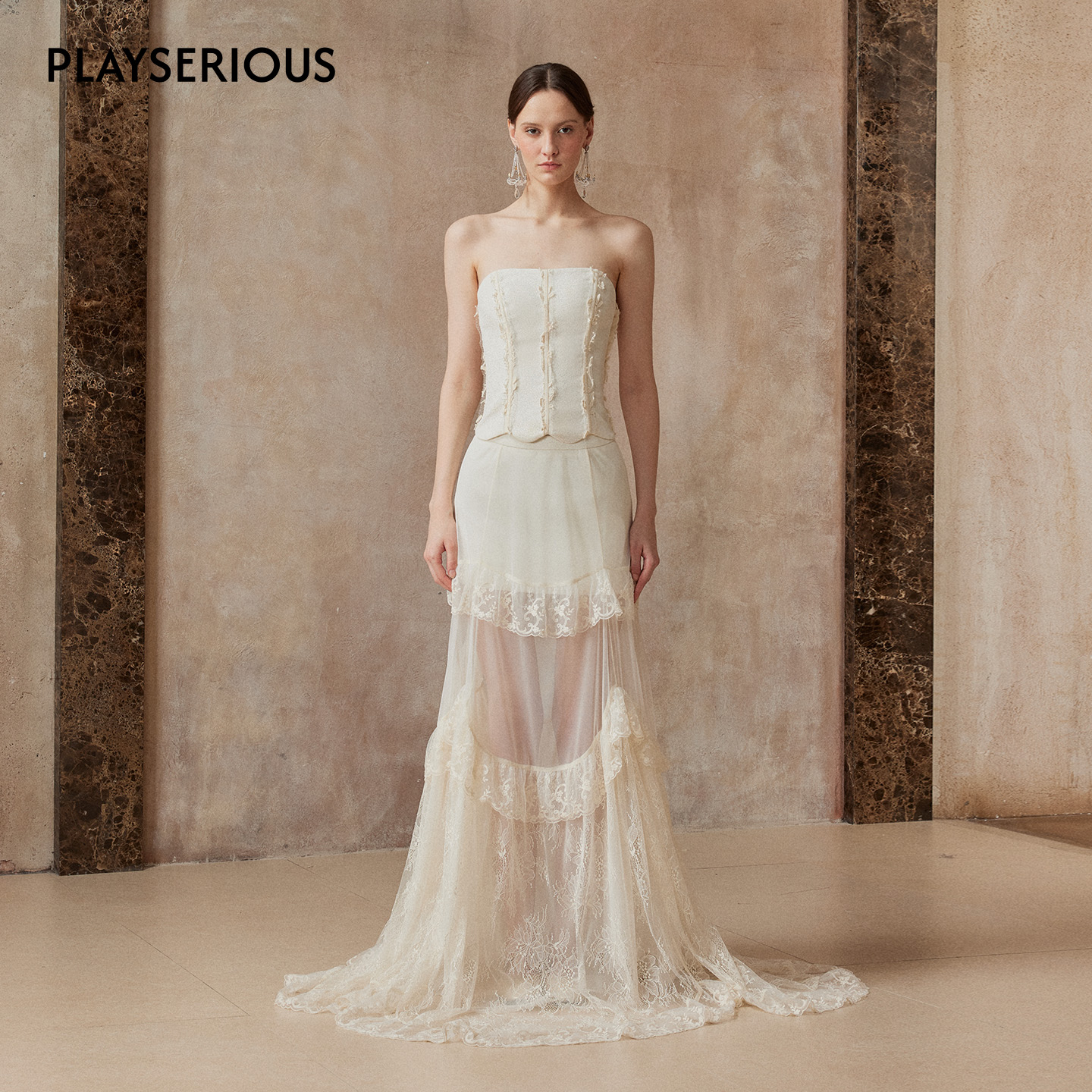 fa sogno 2025秋季新款“柔弦枝影”复古胸衣半身长裙两件套女