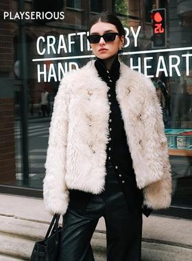 Marc Moore2025秋冬新款简约休闲托斯卡纳皮毛一体短外套