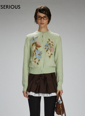 【一枝南南同款】LACERTA 25秋季新款植物学家提花羊毛针织开衫女