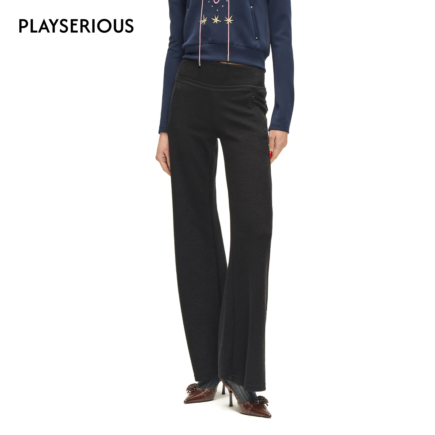 SULTRY VIRGIN 2025秋季新款黑色百搭微喇长裤女时尚高级感休闲裤