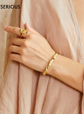 MONSECRET 2026春季新款棕榈寻踪手镯女复古手饰时尚显手细手镯