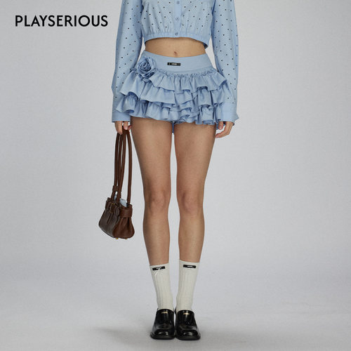 LACERTA2025秋季新款极致长腿蛋糕蓬蓬短裙纯色不规则时尚半身裙