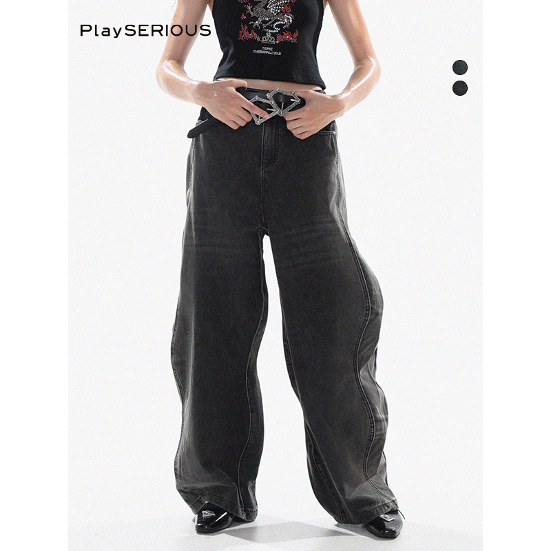 THEGODPARTICLE渐变丹宁扭扭裤