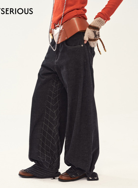 MEDIUM WELL 2025秋季新款复古绗线灯笼阔腿裤女时尚休闲百搭长裤