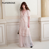 易梦玲同款 蕾丝七分袖 CELLO 26春夏新款 荷叶边连衣裙 SONATA