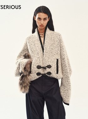 Medium Well 2025秋季新款落肩宽松羊毛外套设计感宽松休闲短外套