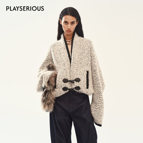 Medium Well 2025秋季新款落肩宽松羊毛外套设计感宽松休闲短外套