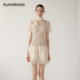 奶杏色羊毛手钩花拼接真丝短款 NONETONE 2026春夏新款 层次连衣裙