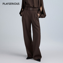 【Chichi吃吃博主同款 】YFLYIFULU25秋冬新款宽腰带腰褶微喇西裤