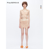 春季 新款 Almas星星浮线短POLO衫 OSMOS 上衣波浪摆短裙套装 女