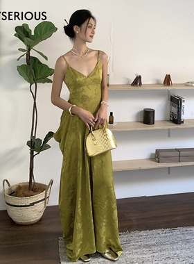 REFUSE CLUB 2025春夏新款新中式绿色连衣裙女设计师品牌