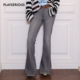 喇叭裤 Maison 灰调铆钉喇叭牛仔裤 女灰色经典 Wester 2026春夏新款