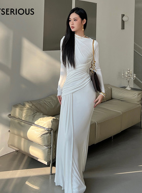 CHATS BY C.DAM 春季新款纯欲Serin连衣裙有袖长款连衣裙女