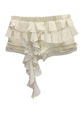 ASSIGNMENTS 2025春夏新款白色蕾丝花边流苏短裤女