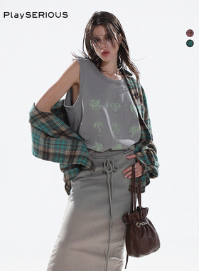 THE GOD PARTICLE 2025秋新款TGP复古格纹宽松百搭羊毛衬衫女