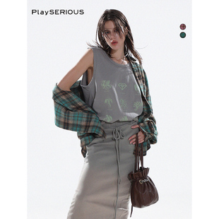 TGP复古格纹宽松百搭羊毛衬衫 THE 2025秋新款 PARTICLE 女 GOD