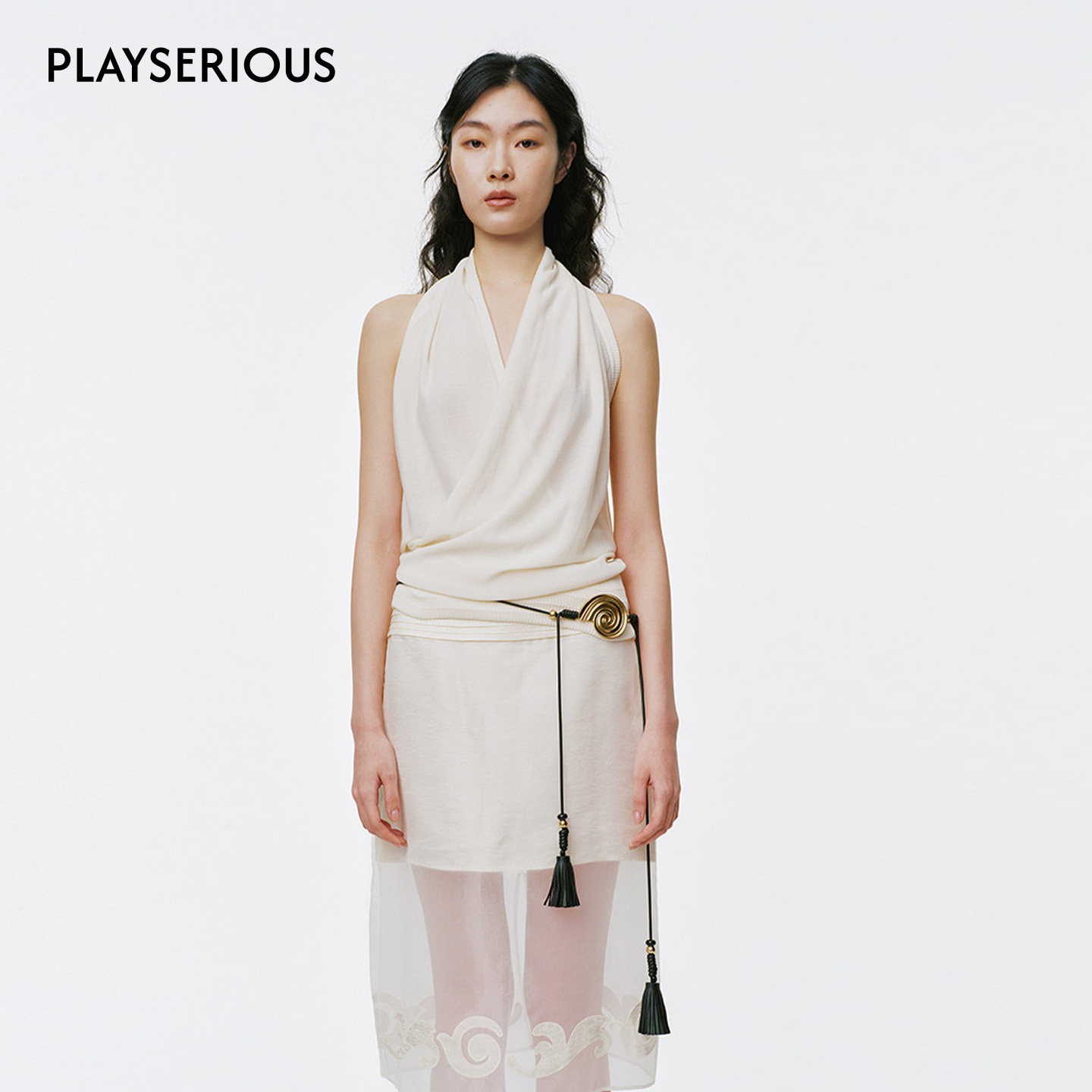 XU ZHI 2026春夏新款真丝混纺交叉挂脖针织背心女简约挂脖式上衣,女装/女士精品,背心吊带,淘宝优惠券,粉丝福利购,淘宝优惠卷