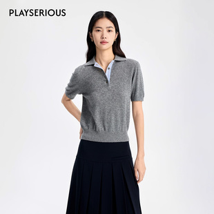POLO针织短袖 CONCISE 新款 WHITE简白 女简约显瘦百搭上衣 2025秋季