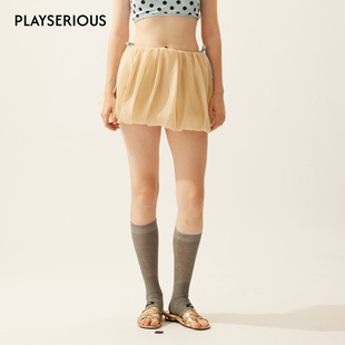 LACERTA 2026春夏新款小碎花肌理感微透清凉蓬蓬短裙女休闲半身裙