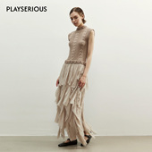 NONETONE25秋冬新款 绒耳朵儿同款 针织手钩花拼接荷叶边连衣裙