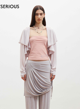 Medium Well 2026春夏新款两穿莱赛尔羊毛肤感罩衫印花抹胸套装女