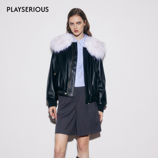 Clink Clunk2025秋冬新狐狸毛领皮羽绒女短款柔系美式羽绒服外套