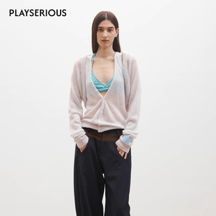 Medium Well 2026春季新款柔雾V领两件套针织衫女宽松两件套上衣