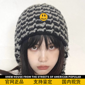 官方正品 大头围护耳套头针织帽 手工编织帽显脸小秋冬季 Drew Sava