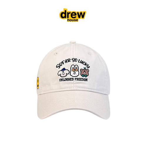 官方正品Drew Sava笑脸夏季可爱小狗刺绣鸭舌帽女遮阳百搭棒球帽