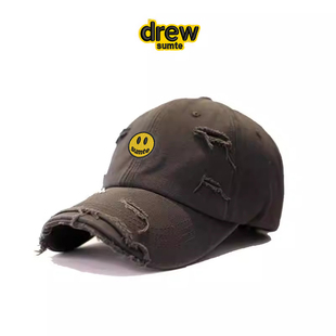 Drew House新笑脸邓为同款帽子遮阳破洞棒球帽女美式街头鸭舌帽男