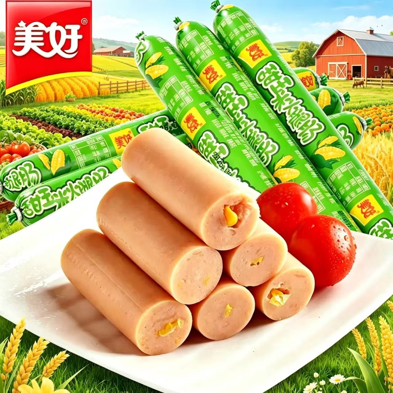 美好玉米味即食火腿肠泡面搭档