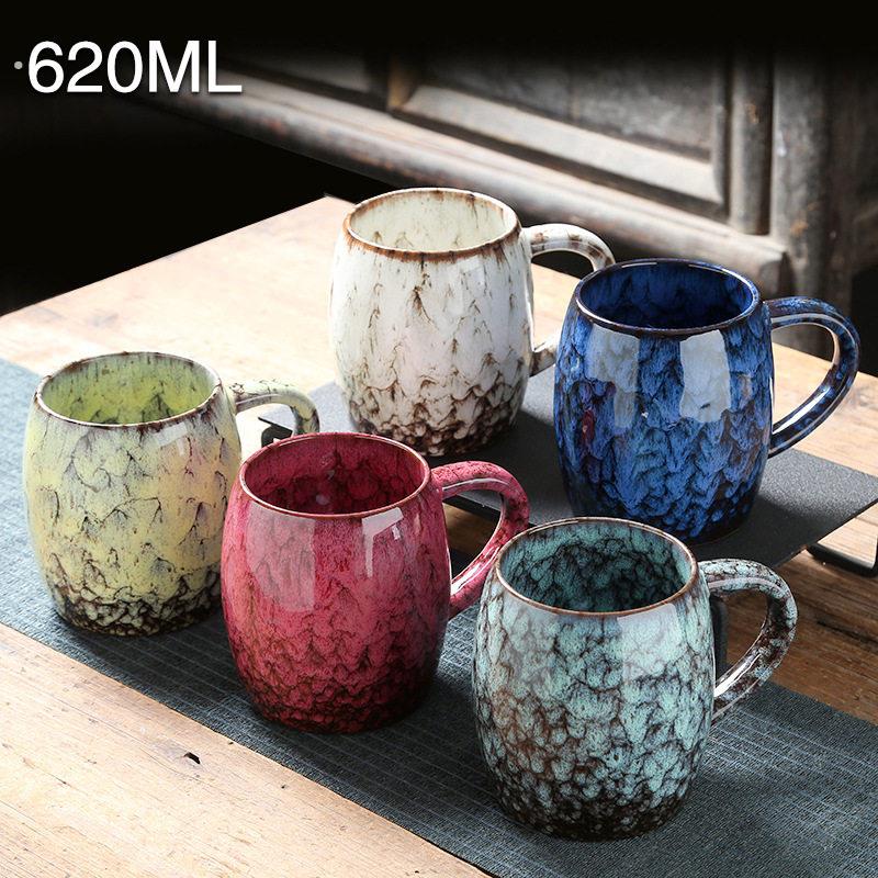 爆品窑变水桶杯大容量陶瓷马克杯创意咖啡杯个人水杯啤酒杯